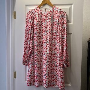 LOFT dress. Adorable cherry pattern, pink and red… With dark navy and light blue